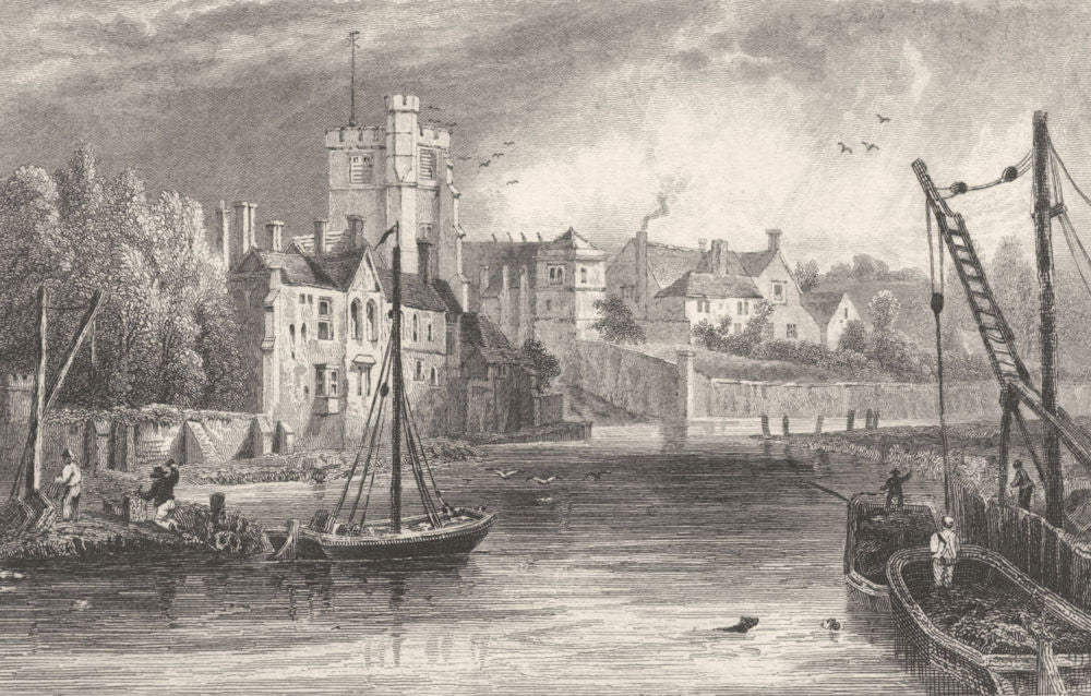 KENT. Maidstone from the Water, Kent. (Bartlett) 1828 old antique print